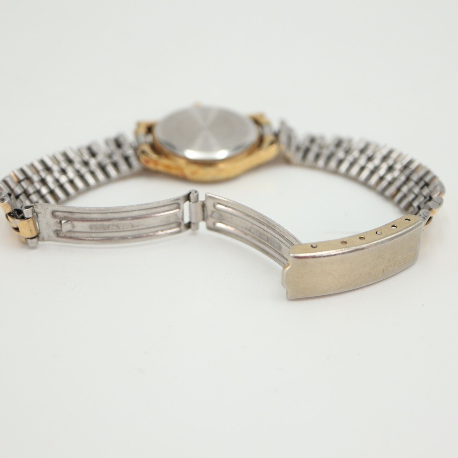 Womens Gold Tone “I Love You” Watch 25mm Black Dial w Red Gem Bracelet Working