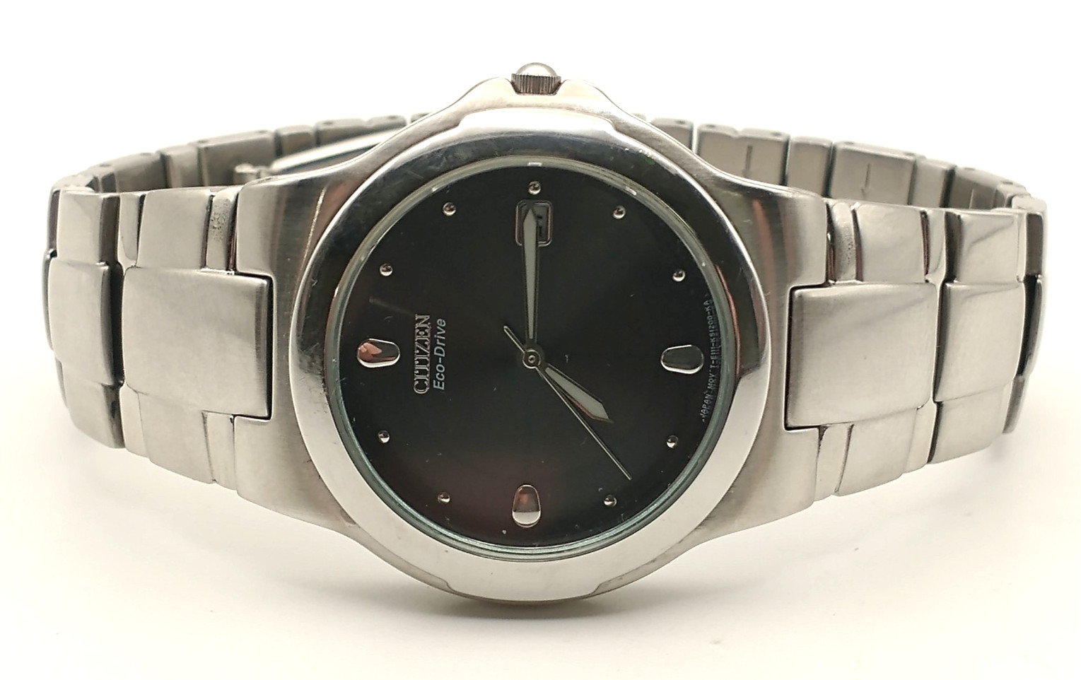 CITIZEN Eco Drive Men’s Watch E111-K16750, 36mm, Silver/Black, Running, Polished