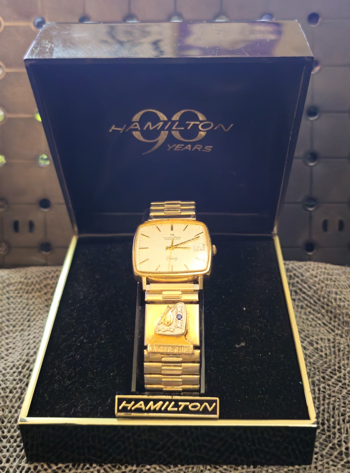 Vntg. Men’s Hamilton Masterpiece Quartz Presentation Watch PG&E 10K GF& 10K pend