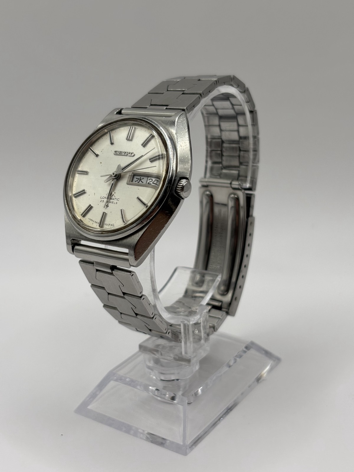SEIKO Lord Matic 5606 7010 Linen Dial Day Date Automatic Vintage Auth