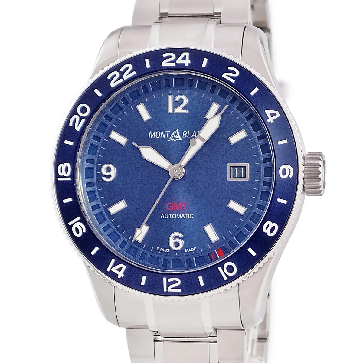 Montblanc 1858 GMT MB129616 Stainless Steel Titanium 42mm Blue Dial #HDW830