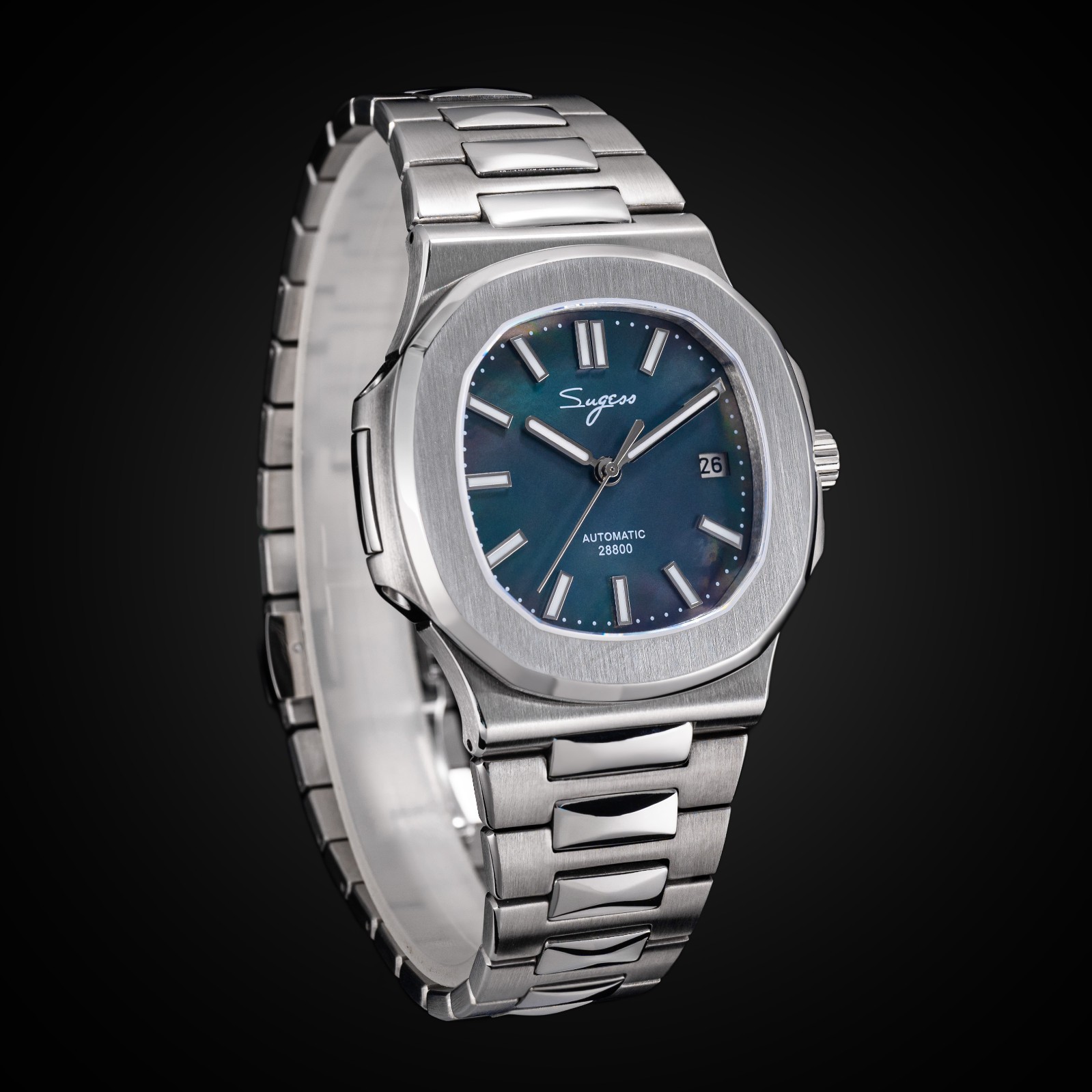 Sugess 40mm Slim Master 9mm thickness MOP Dial Mechanical Mens Watch S466.M