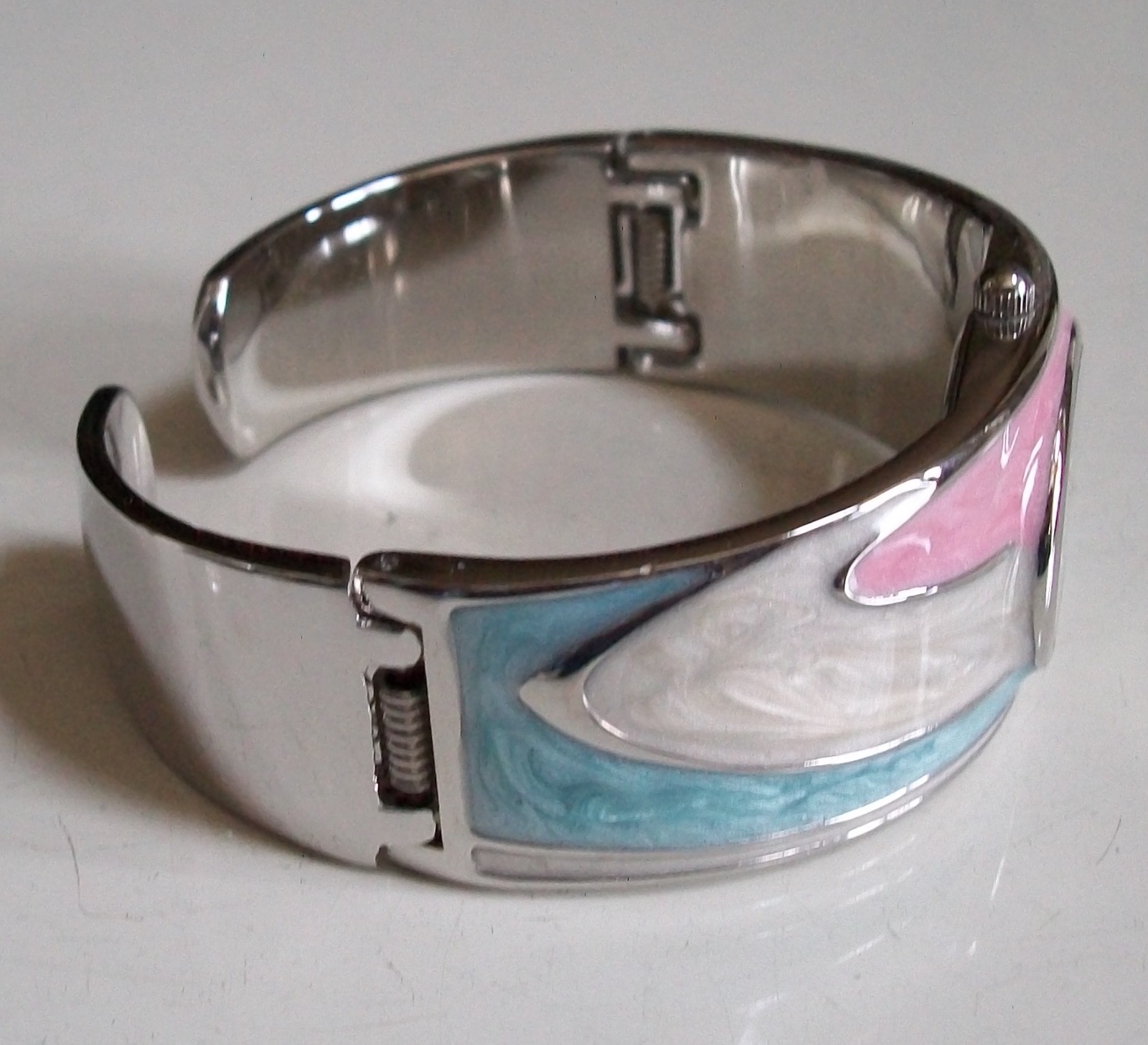 Women’s Number Dial Pink, Blue & White Fashion Cuff Bangle Watch