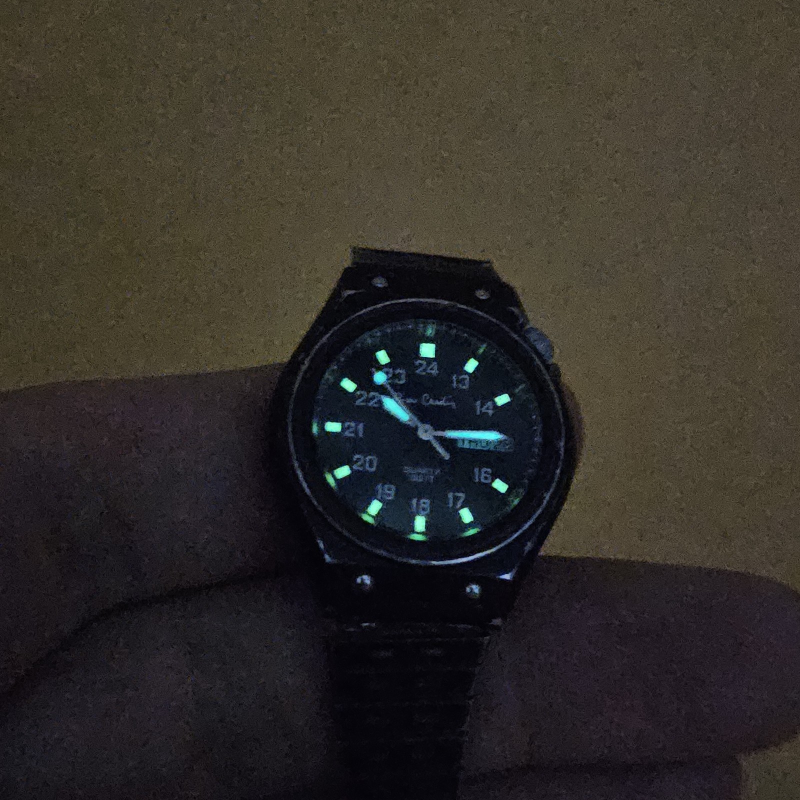 Vintage Pierre Cardin Bilingual Day Date Luminous Hands/Indexes Men’s Watch