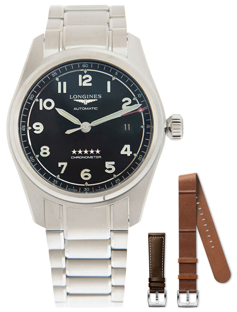 Longines Spirit Automatic Stainless Steel Leather/NATO Mens Watch L3.810.4.53.9