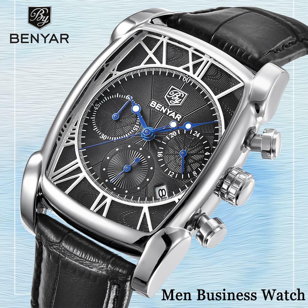 Mens Watches BENYAR Quartz Business Wristwatches Sport Waterproof Chronograph