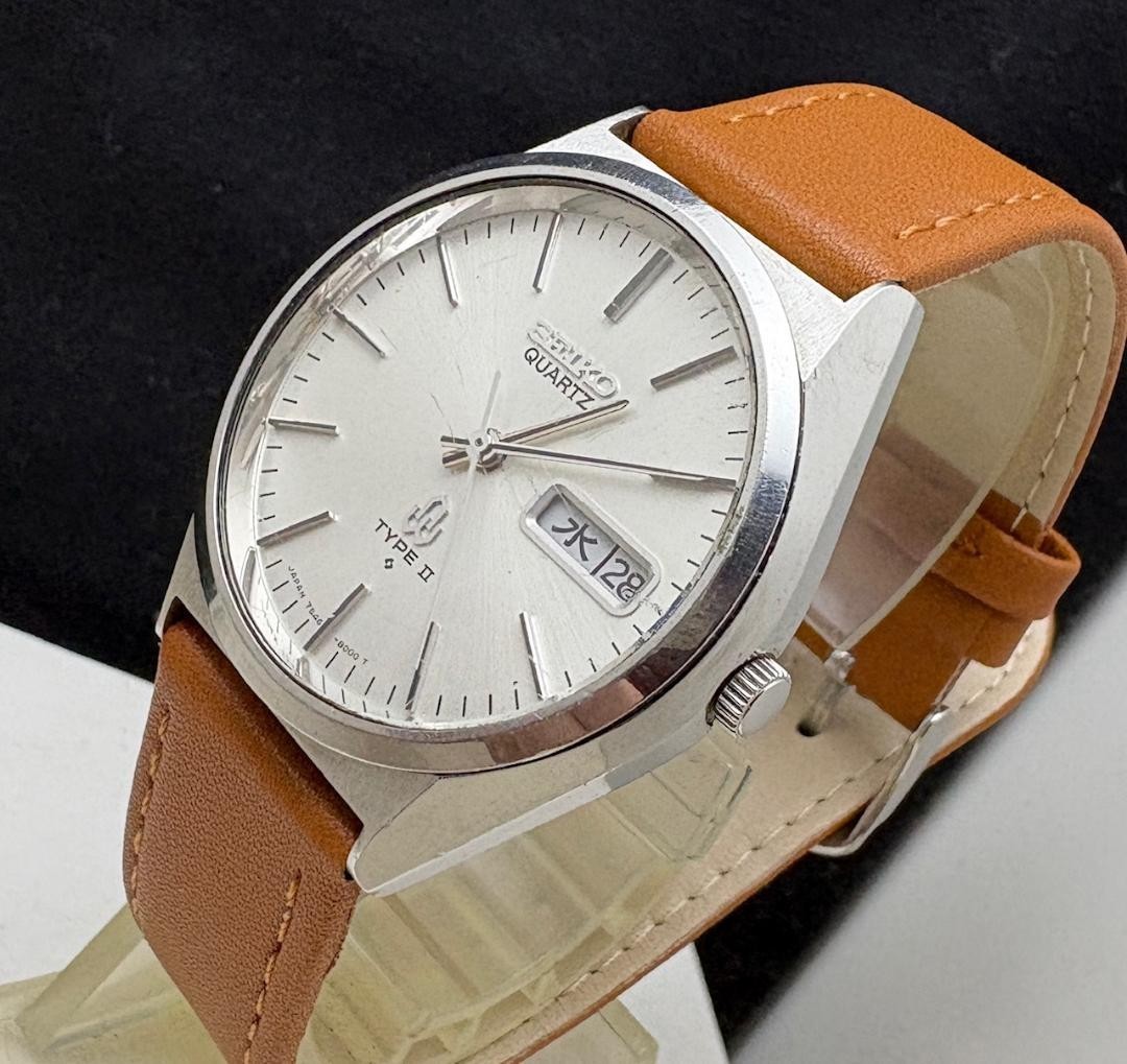 Seiko TYPE II 7546 Quartz Men’s Watch White Dial Analog Date Display From Japan