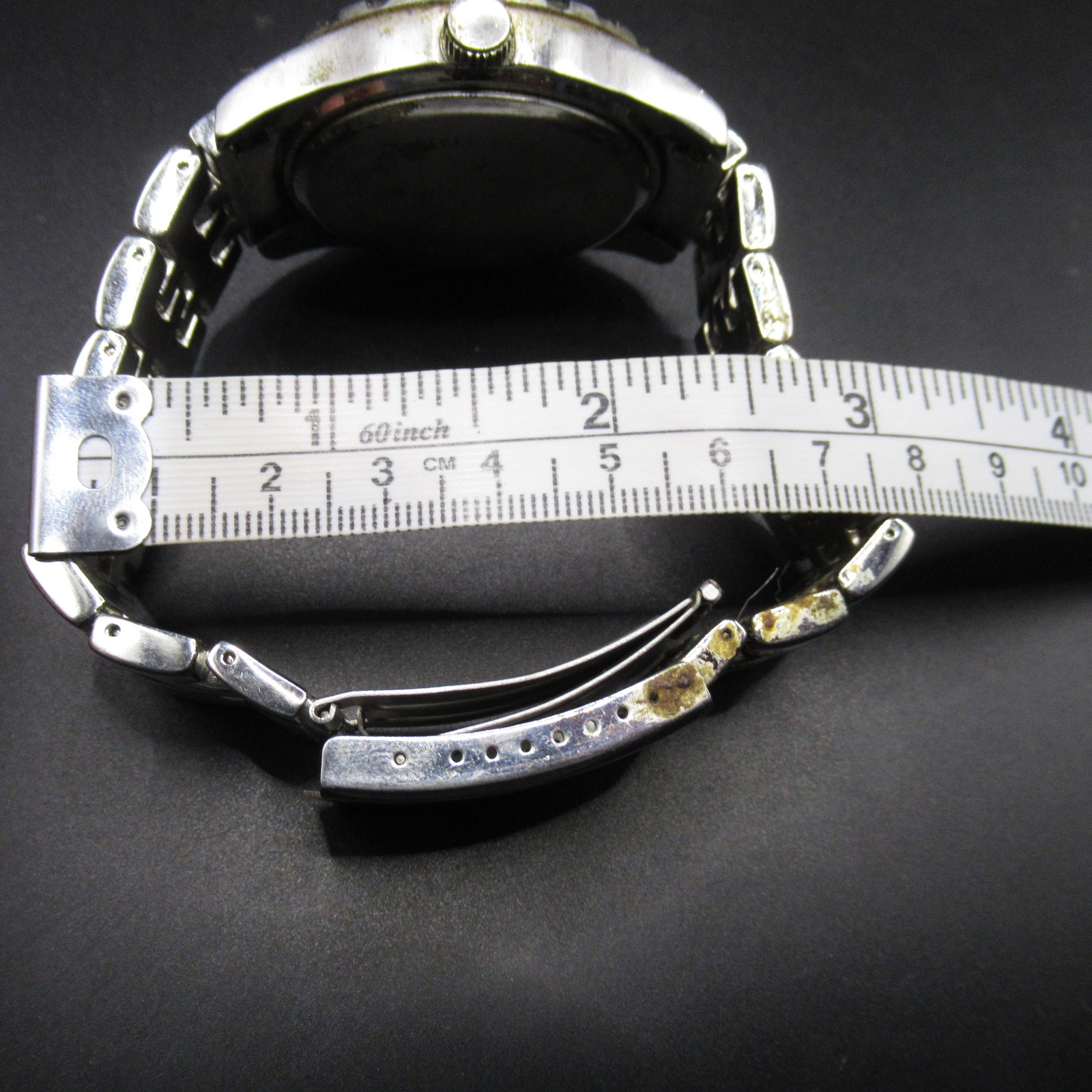 FMD Men’s Black Dial Silver-Tone Quartz Watch Diamond-Cut Bezel Link Bracelet