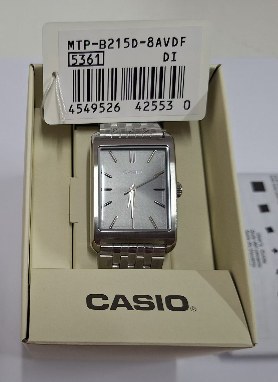 CASIO MTP-B215D-8A Gary Dial Analog Stainless Steel Band Men Watch MTPB215D
