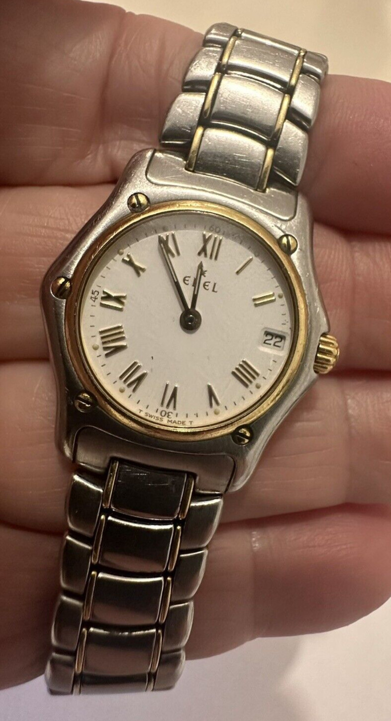 Ebel 1911 Women’s Watch 1 1/16in Steel /750 Gold Pearl Diamonds Rarity 188901