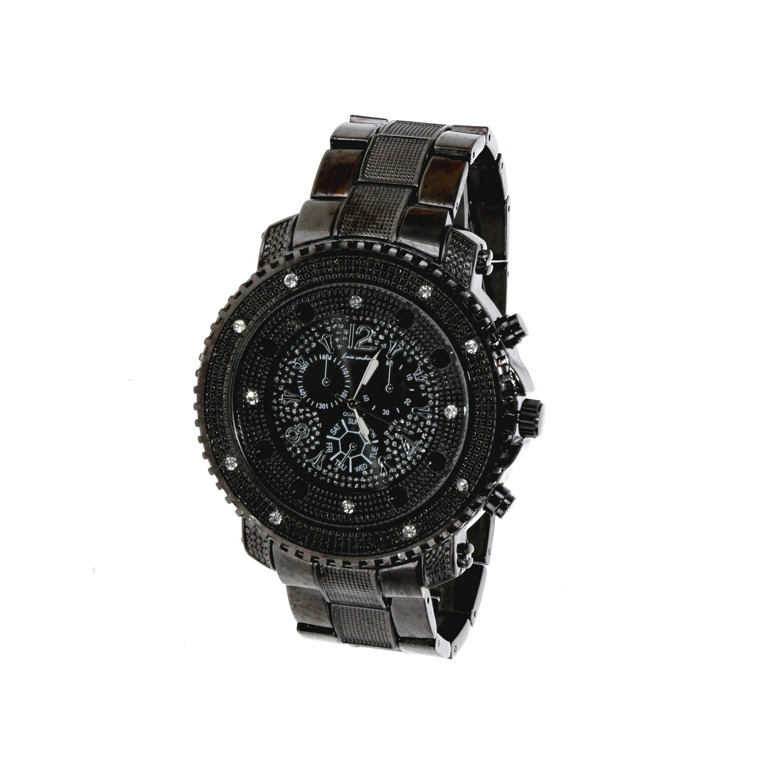 Men’s Heavy Metal Bezel Watch Hip Hop Iced Gun Finish Metal Link Band