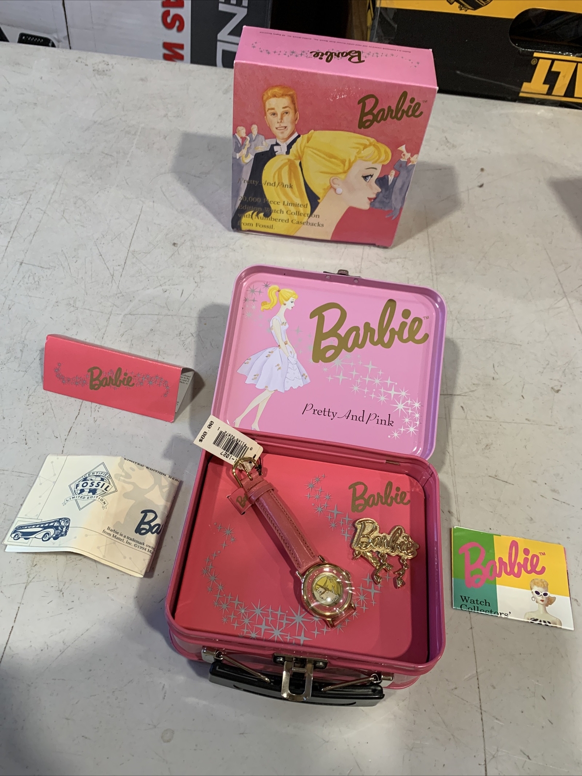 Barbie Pretty In Pink Fossil Watch in Tin box.