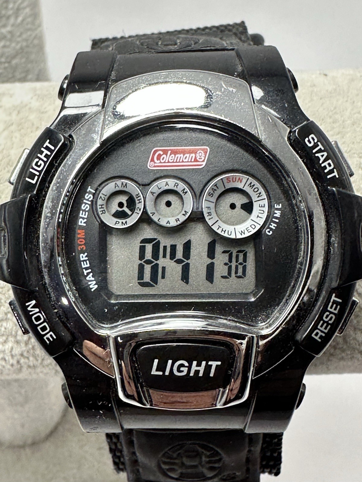 Coleman 40-547 New Battery Mens Watch 44MM 8″ Black Nylon Band M75