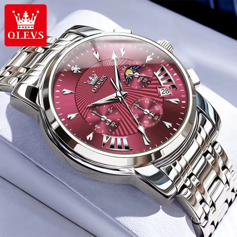 OLEVS 2892 Original Moon Phase Luminous Waterproof Quartz Watch For Men