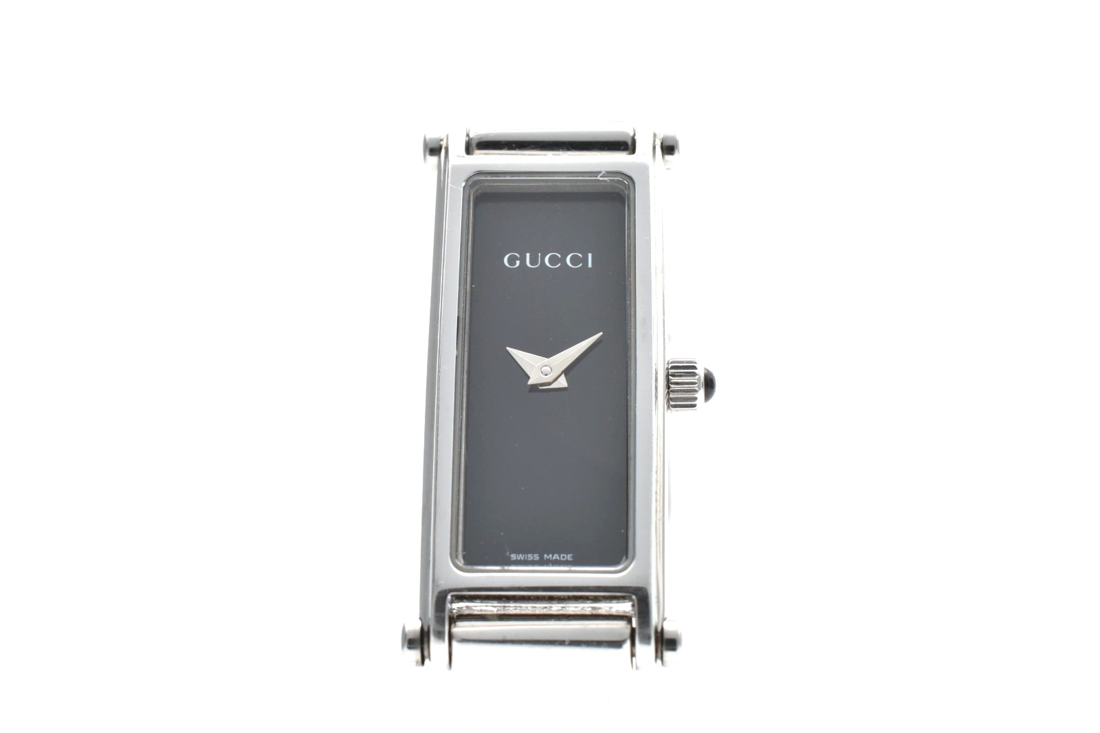 [Exc+5] Vintage Gucci 1500L Silver Dial Black Quartz Rectangle Woman’s Watch