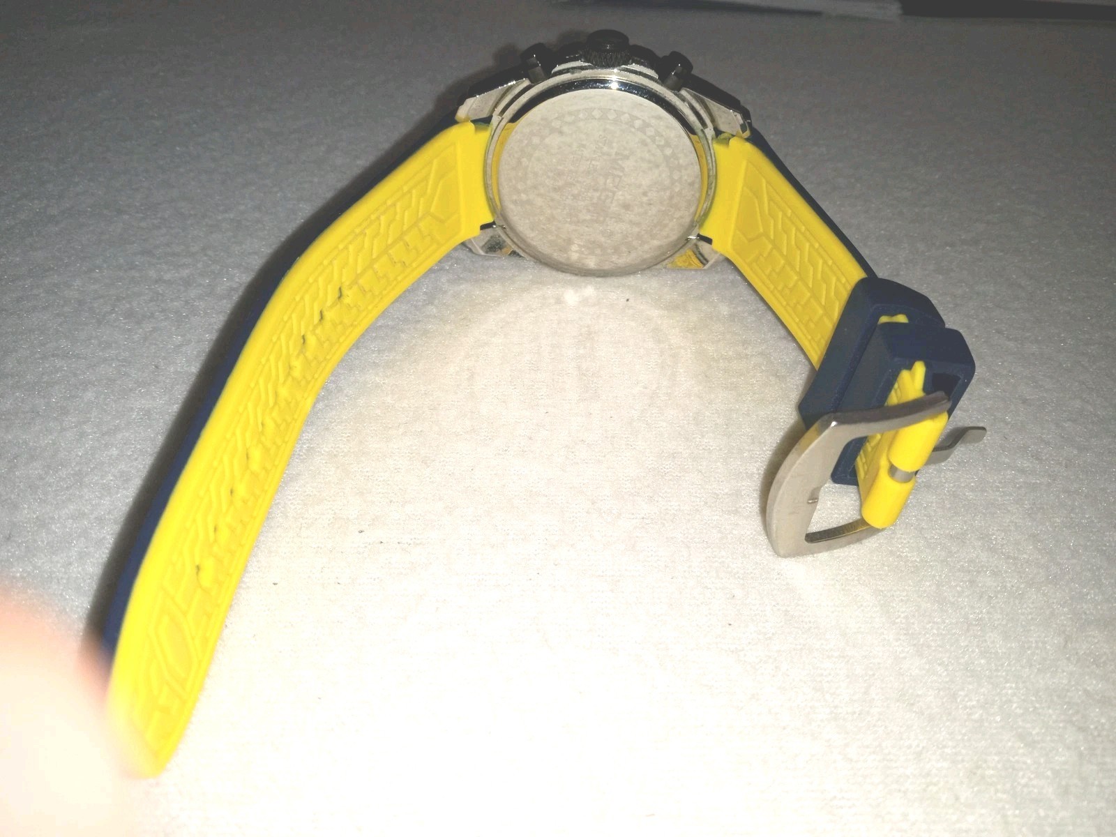 Megir Chronograph Men’s Watch Blue/Yellow Dial 46mm Silicone Strap Quartz Sport