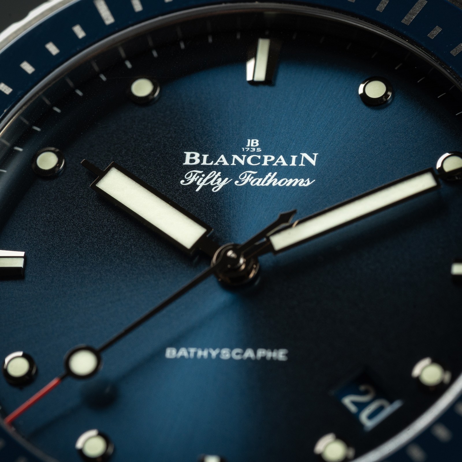 Blancpain Fifty Fathoms Bathyscaphe Ceramic Blue Sunburst B&P 120hr Reserve