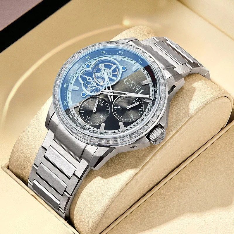 BONEST GATTI Men’s Dial Sapphire Tourbillon Automatic Watch Black 43 mm