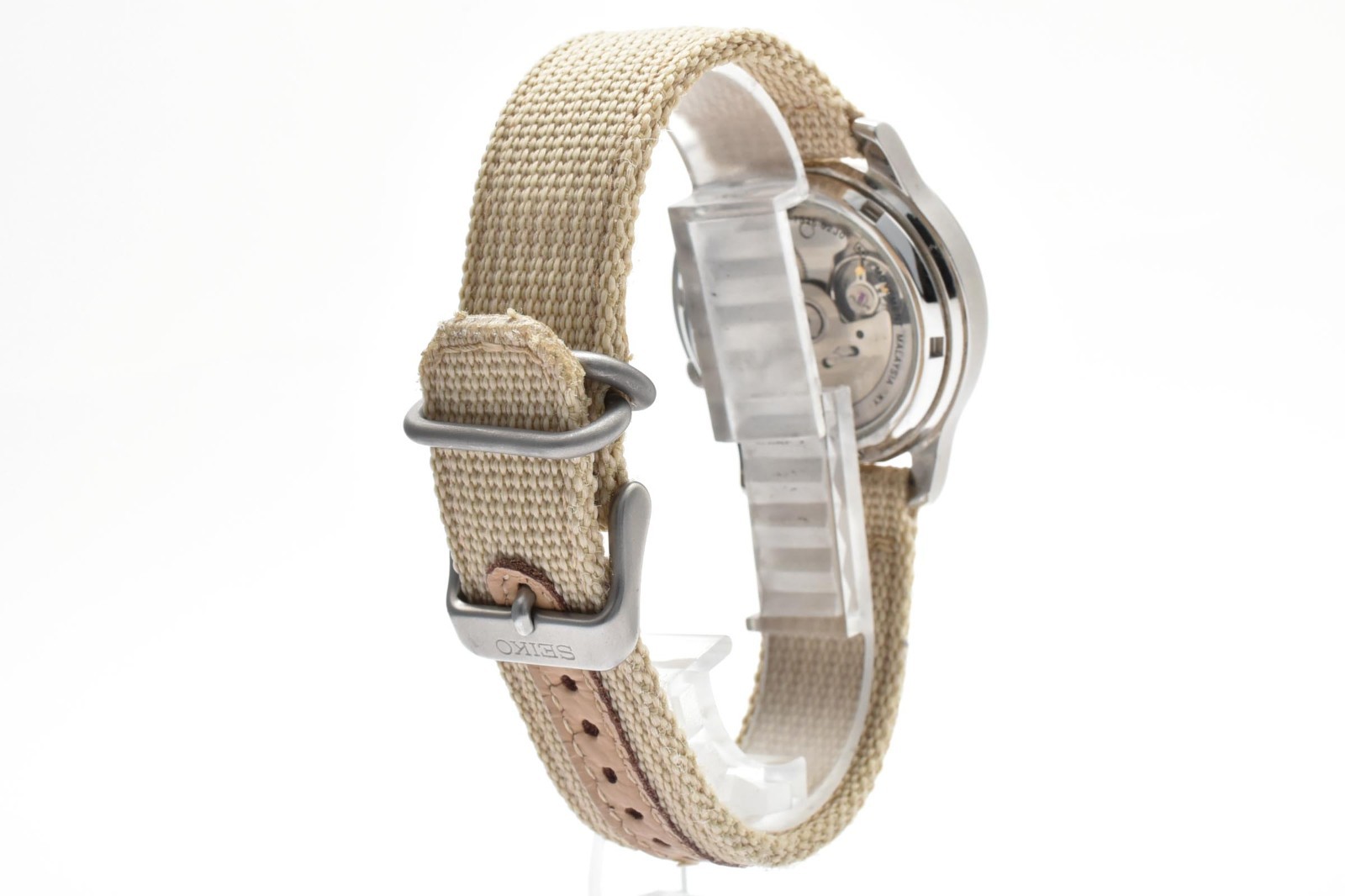 SEIKO 7S26-02J0 Automatic Day Date Men’s Watch Beige Dial Nylon SNK803 #108