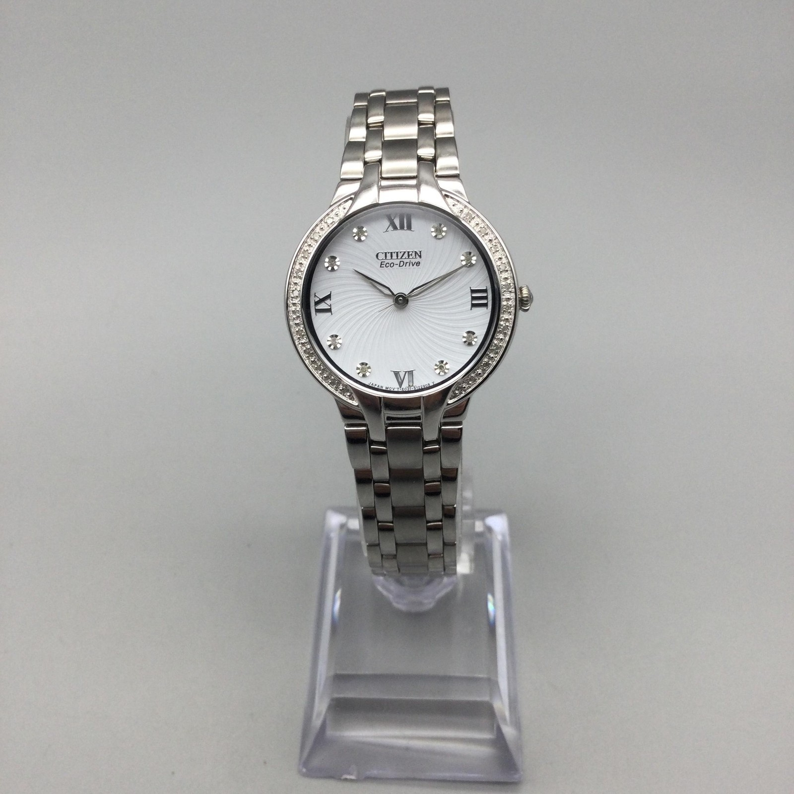 Citizen Eco-Drive Womens Watch 29mm White Dial Diamond Bezel Stainless 7.25″
