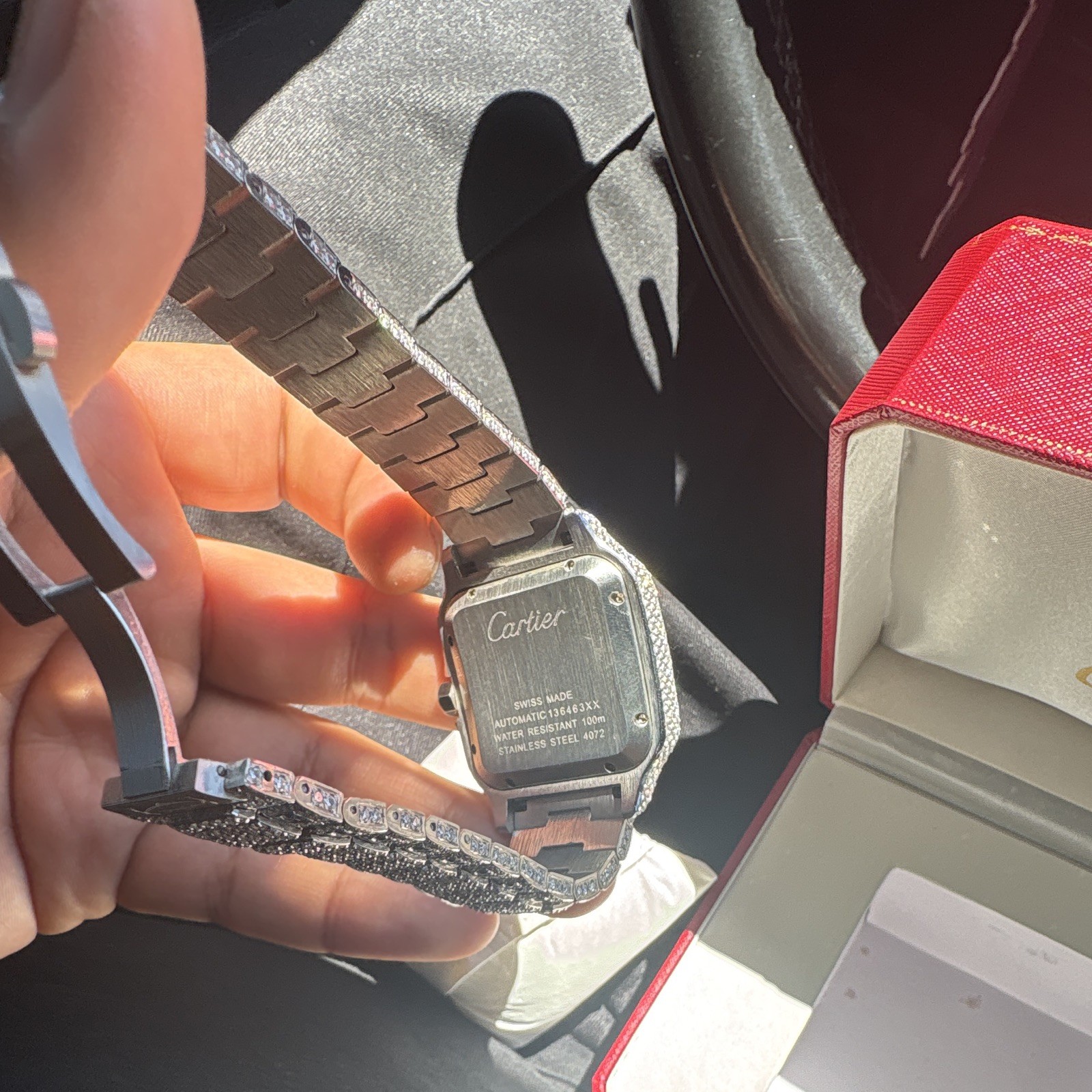 Cartier Santos Automatic Stainless Steel Silver Dial Roman Square 100m Box