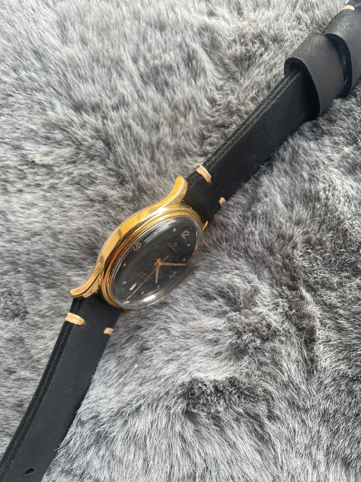 Vintage Lorenz 38mm Gold-Plated Automatic 17-Jewel ETA 2824-2 Black Dial
