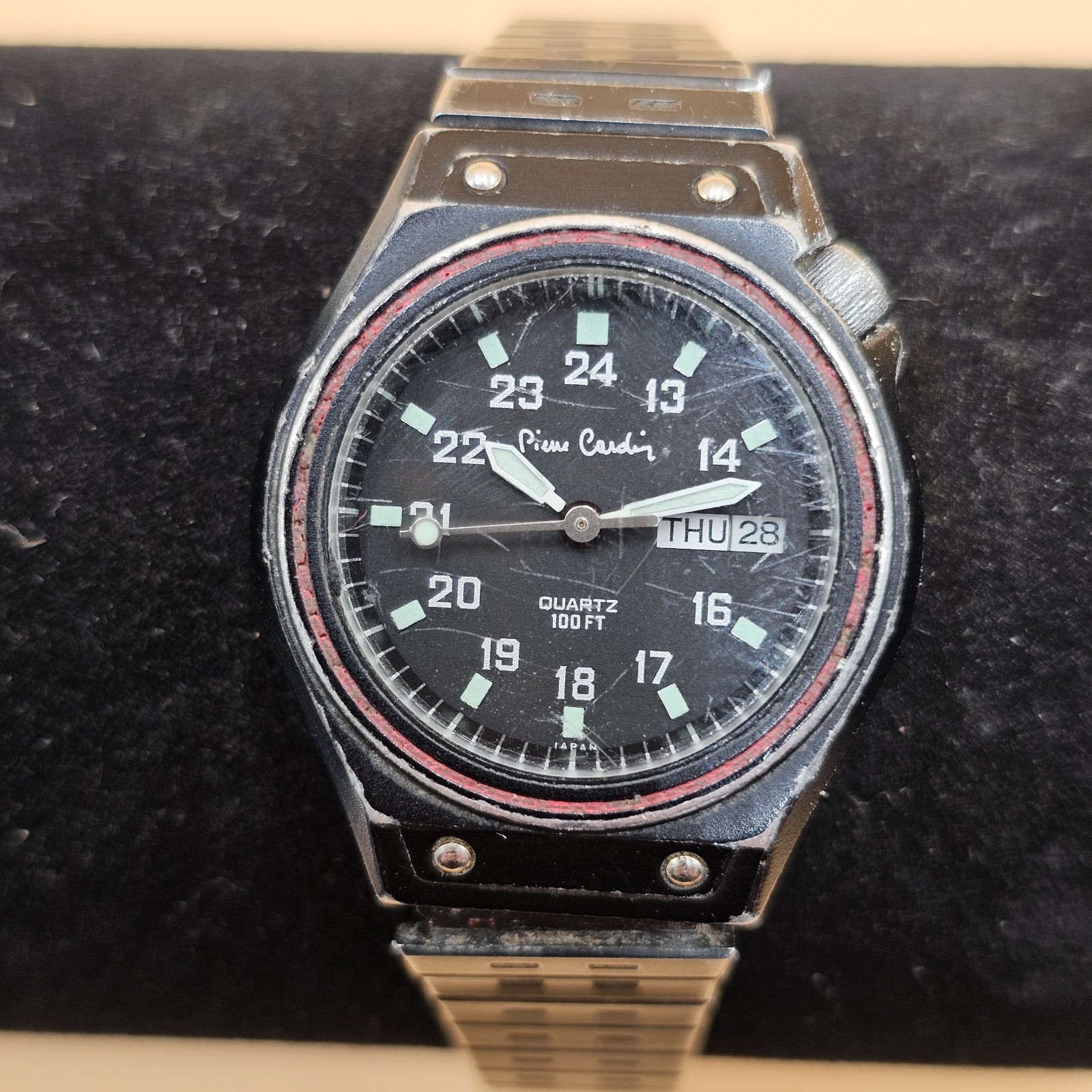 Vintage Pierre Cardin Bilingual Day Date Luminous Hands/Indexes Men’s Watch
