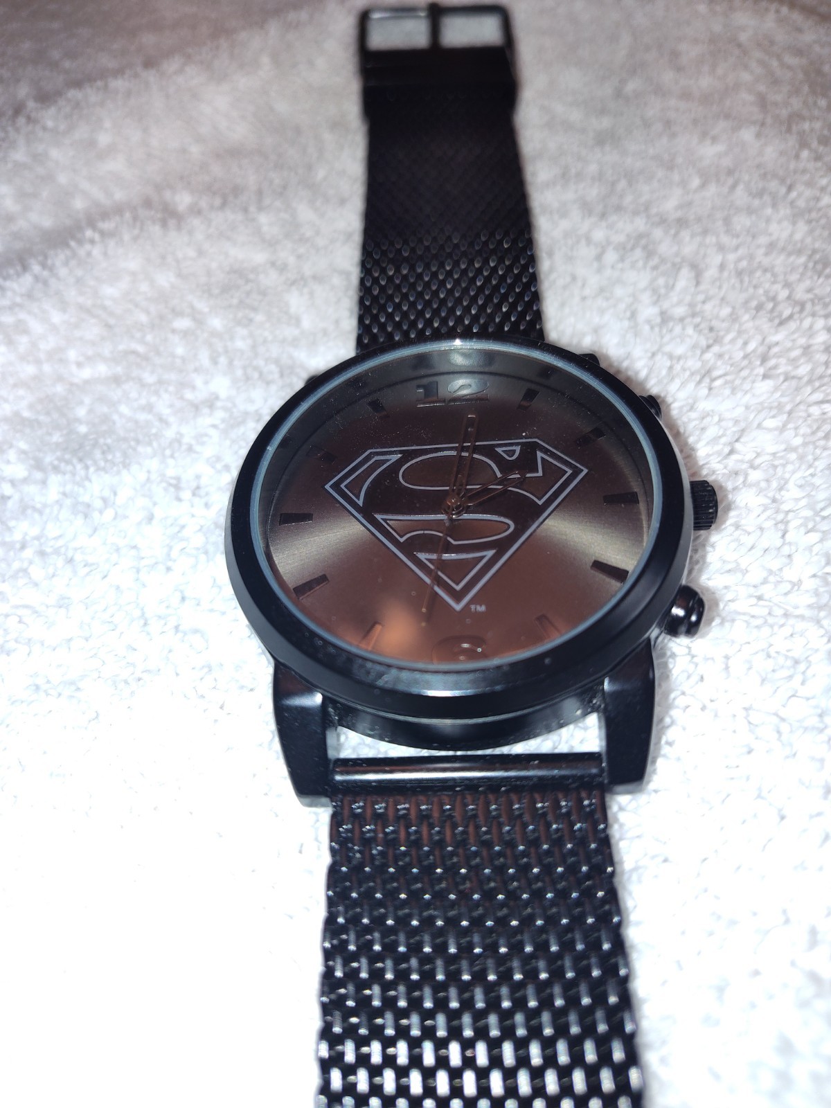 DC Comics Superman Men’s Watch – Accutime – Matte Black Logo Dial new bat Unused