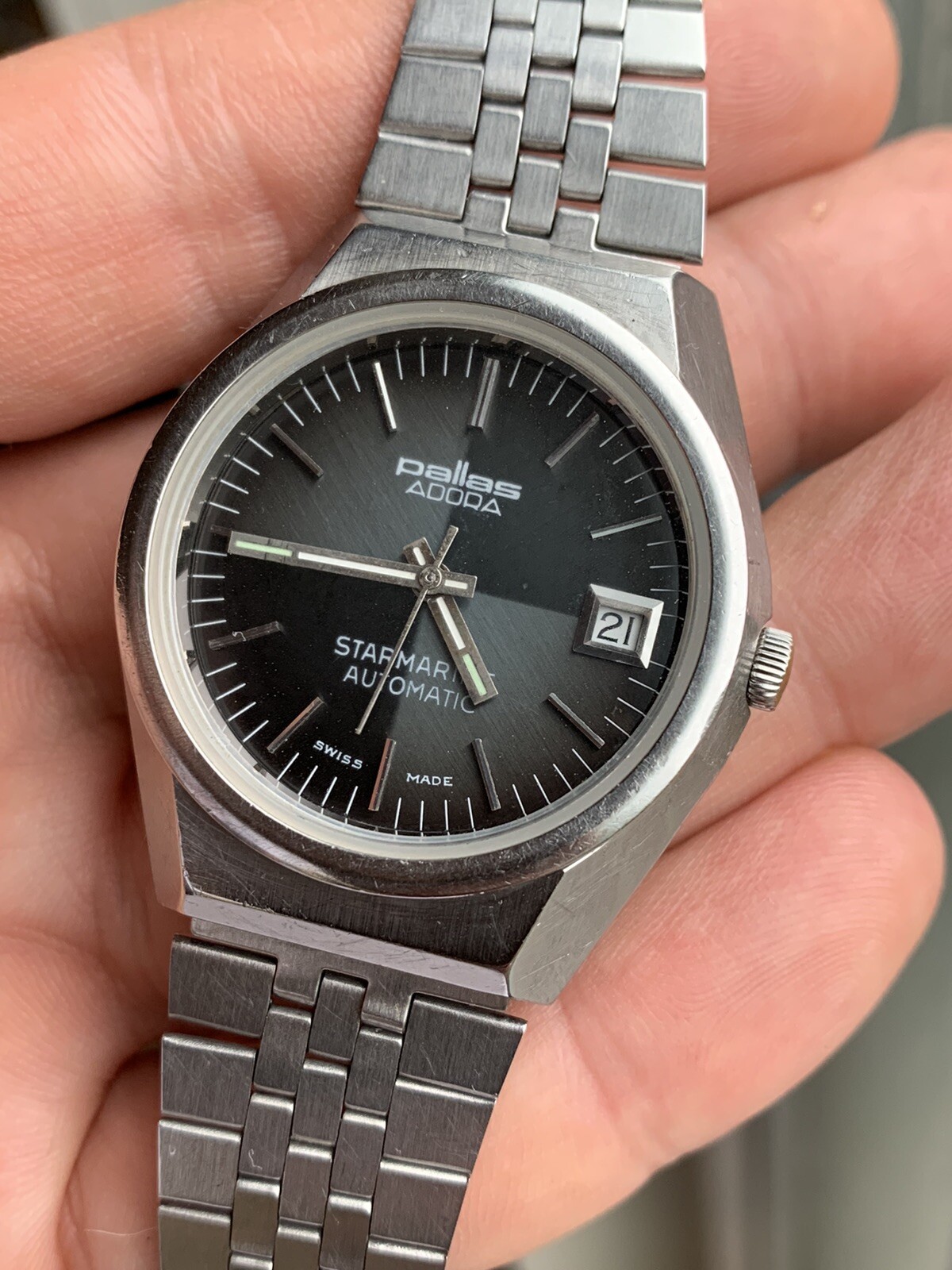 Vintage Swiss Pallas Adora Harlequin Dial Automatic Mens Watch ETA 2783 36,3mm