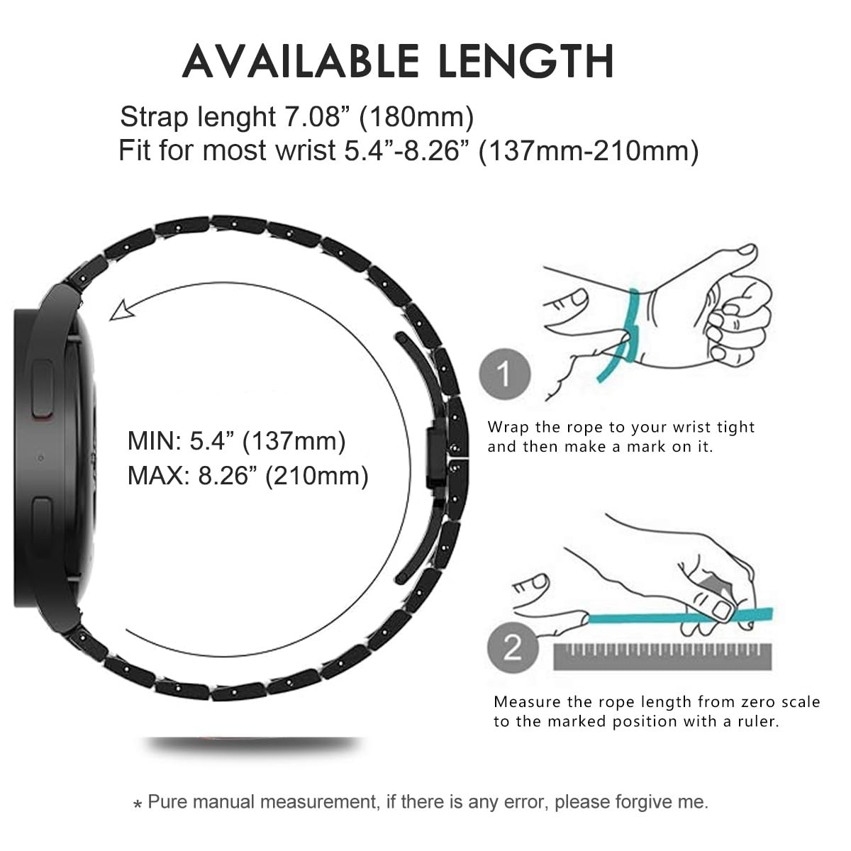DEALELE 20mm Stainless Steel Band for Samsung Galaxy Watch 7/6/5/4/FE/3 & Huawei