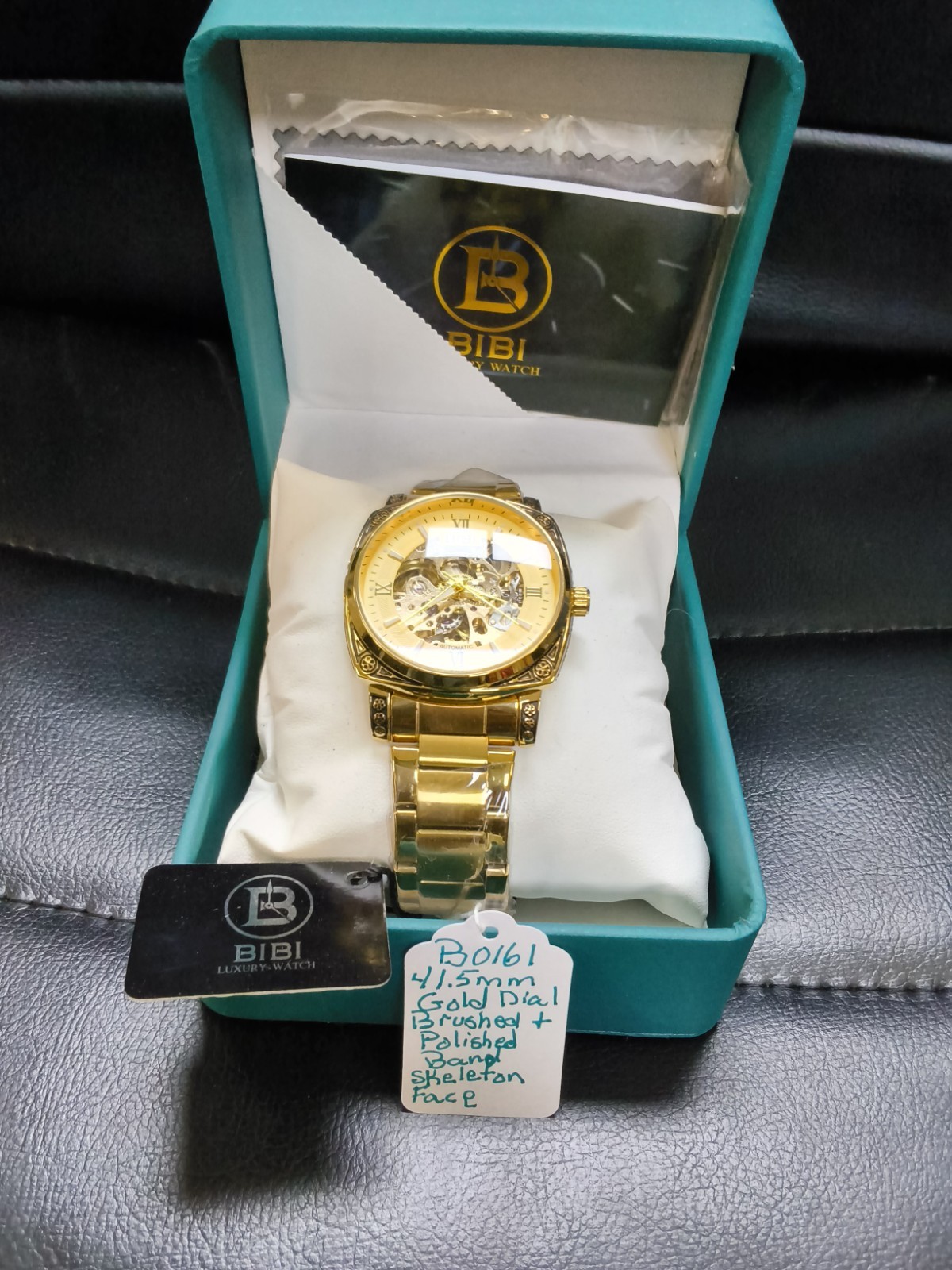 BIBI Automatic Skeleton Men’s Gold Tone Watch 41.5mm Exhibition Back New…