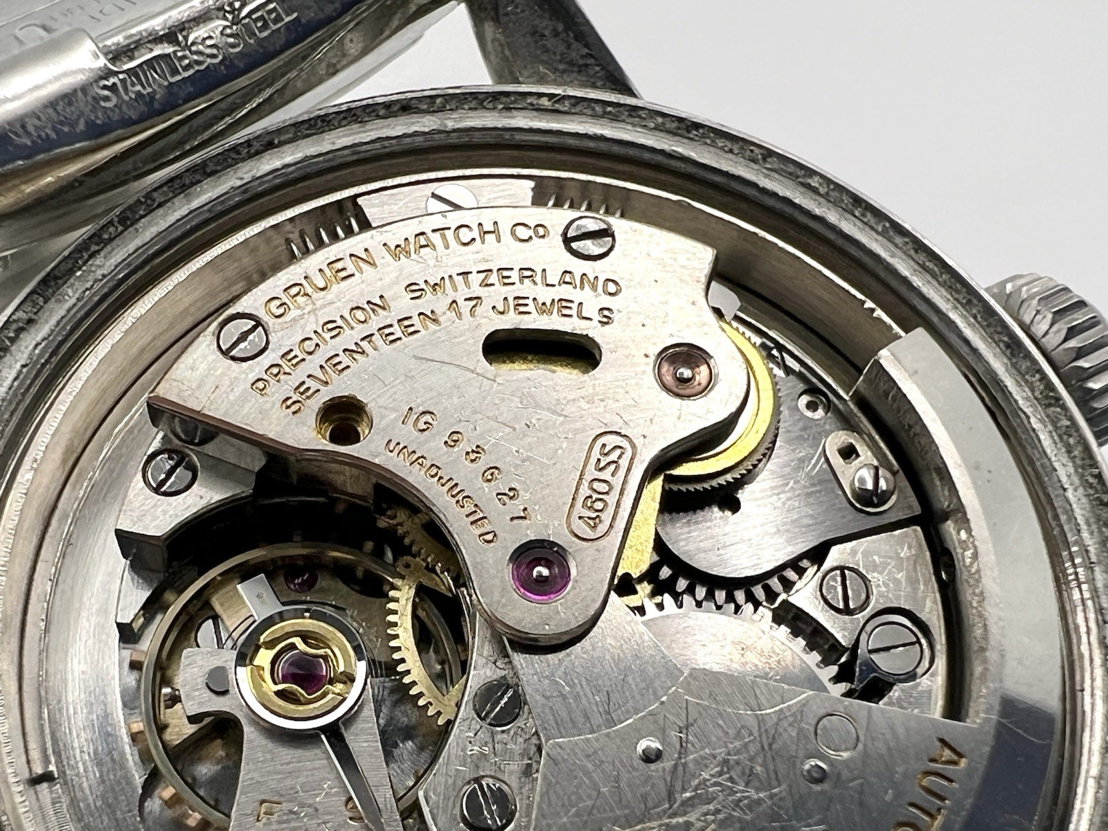 Vtg GRUEN Precision Men’s Auto-Wind Watch 406SS 17 Jewels Works!