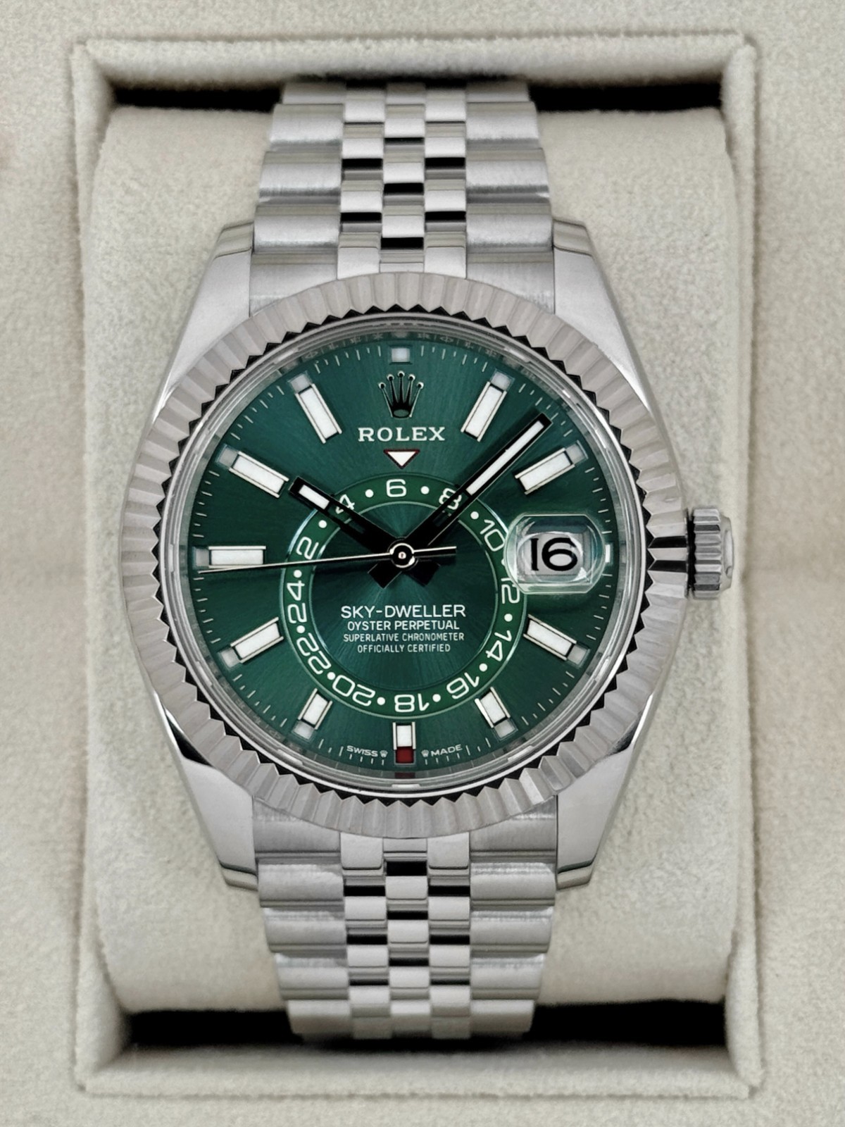 2024 Rolex Sky-Dweller 42mm 336934 Stainless Steel Jubilee Green Dial