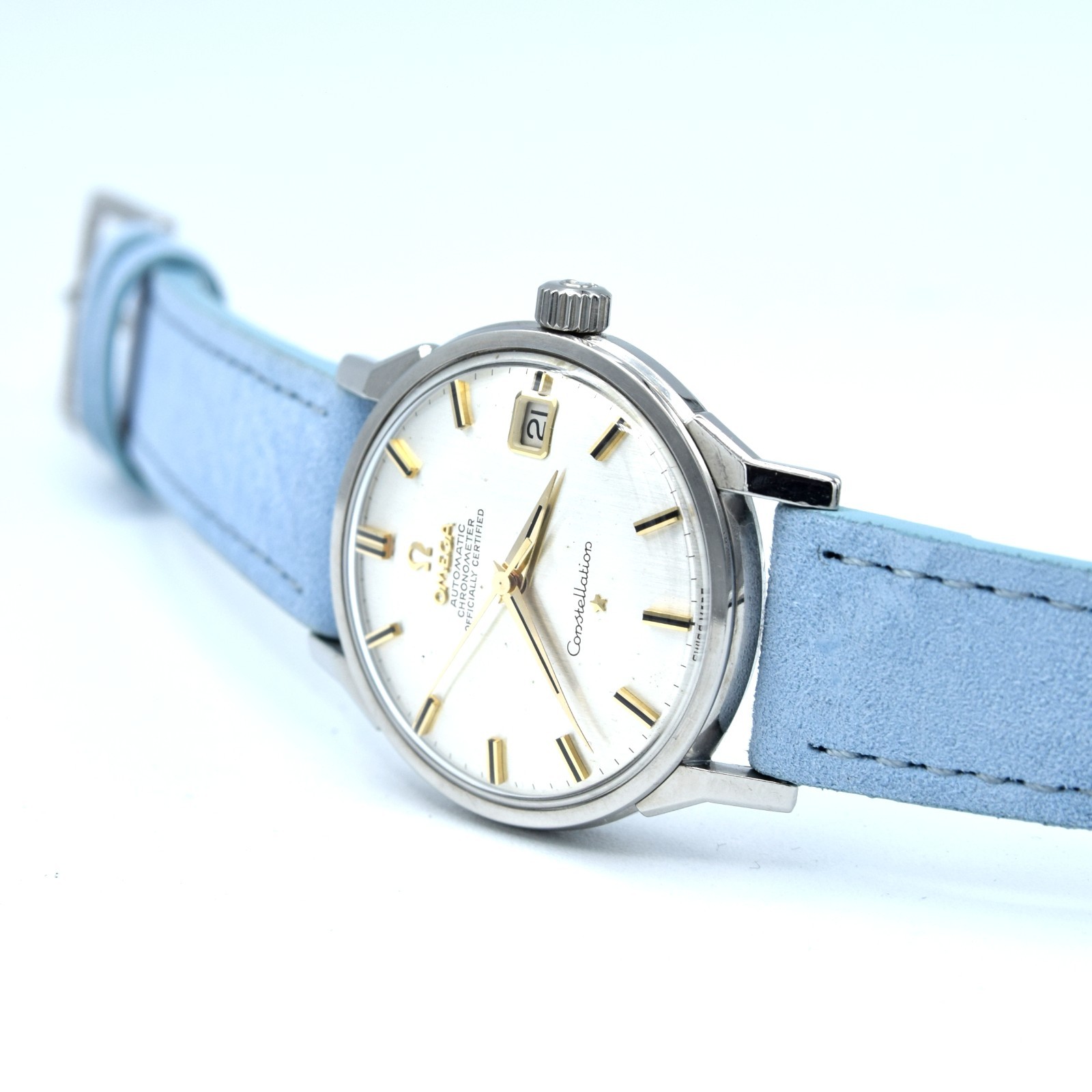 1963 Omega Sharp Constellation Date 168.005 Automatic Chronometer onyx batons –