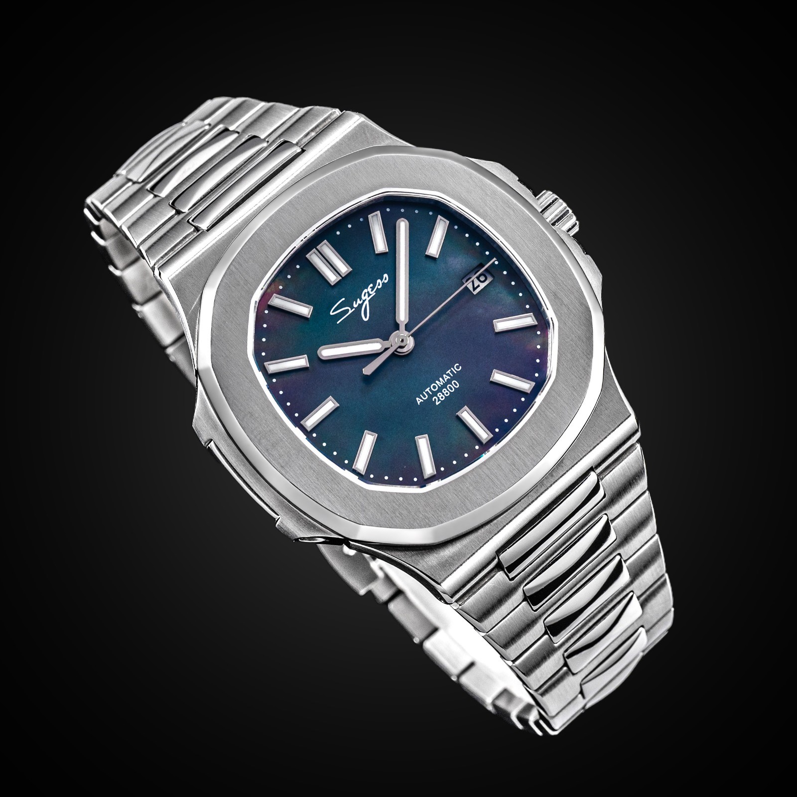 Sugess 40mm Slim Master 9mm thickness MOP Dial Mechanical Mens Watch S466.M