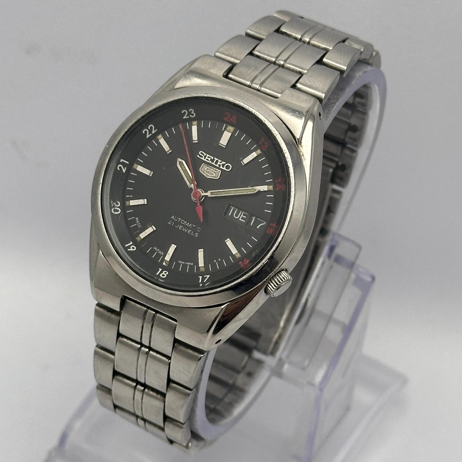 Seiko 5 Automatic Railway Time 7S26-02C0 Black Dial Vintage Men’s Wrist Watch