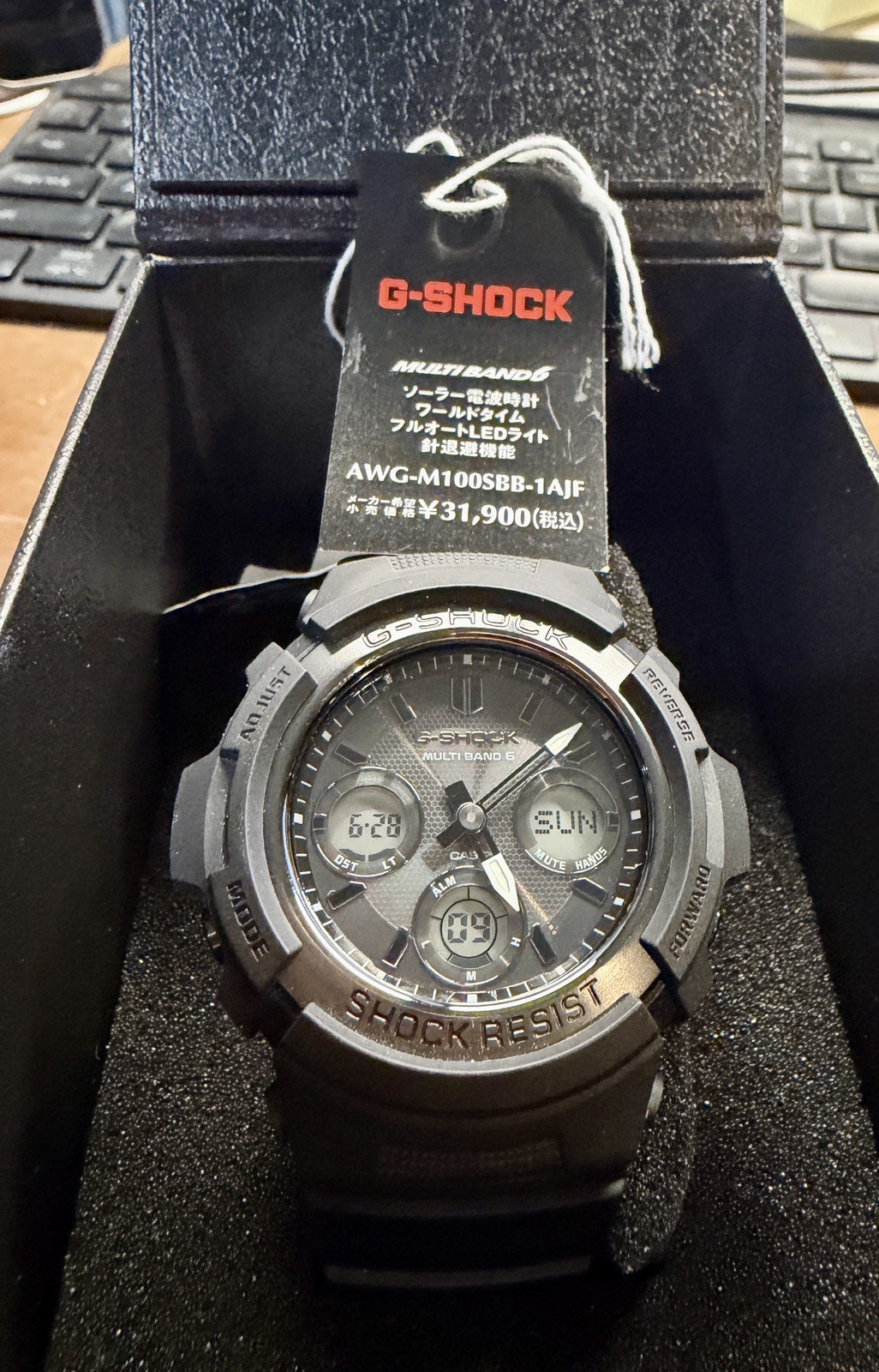 Casio G-SHOCK AWG-M100SBB Men’s Watch Black Resin Shock Resistant Multiband-6 EC