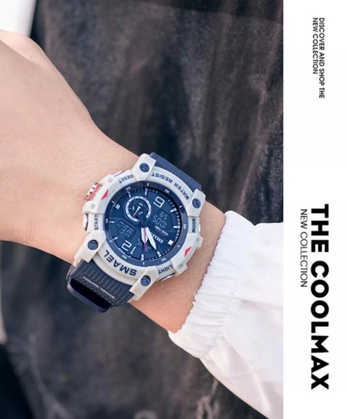 SMAEL Men’s Waterproof Watch, Military Style Watch with Alarm and Stopwatch