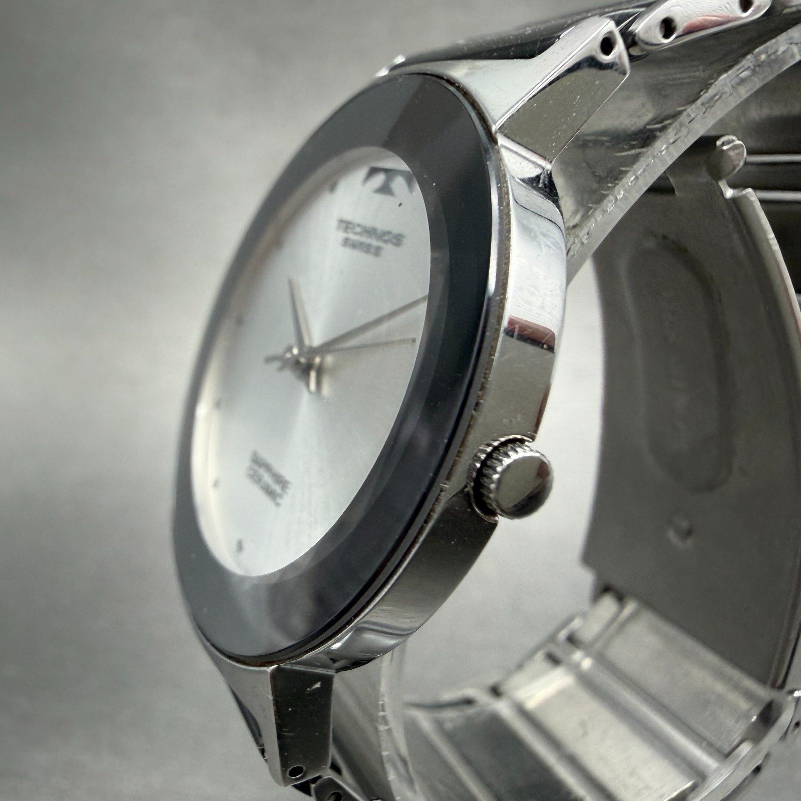 Technos Watch Men 33mm Silver Dial Silver Tone Round TBM674 New Battery