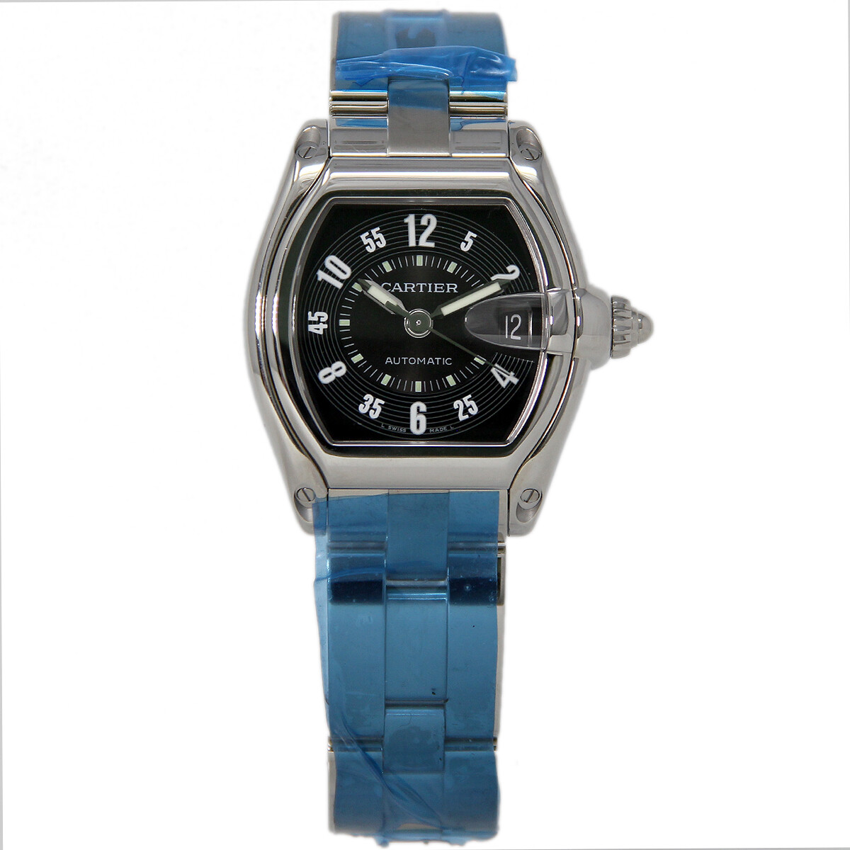 Cartier New Roadster W62004V3 Large Steel Black White Box/Paper/Warranty #CA60