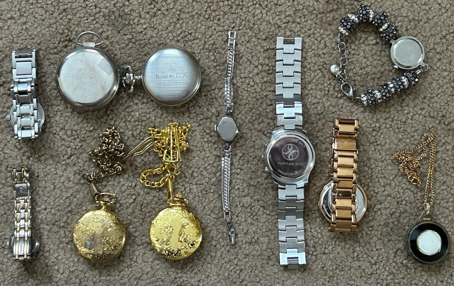 HUGE VTG Watch Pocket Watch Lot Michael Kors, Fortune NYC, Ciprini, Mickey Mouse