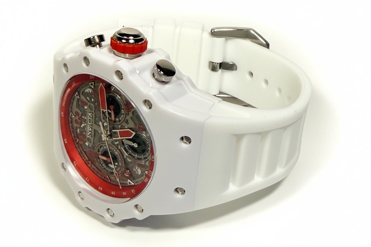 69660 Invicta Racing Chronograph Mens Quartz White Silicone Skeleton Watch