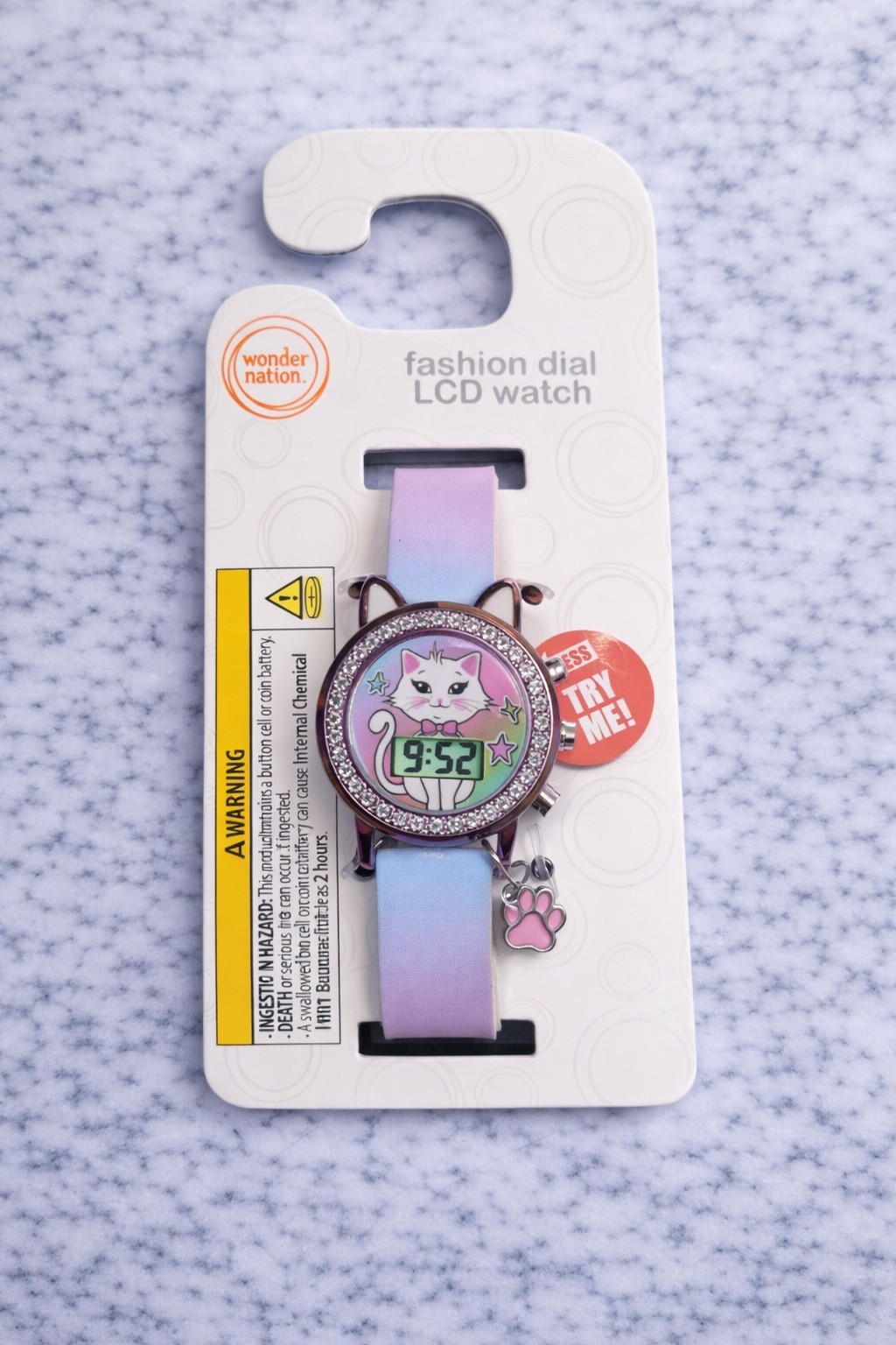 Wonder Nation Girl’s Cat Kitty Fashion Dial LCD Watch NEW