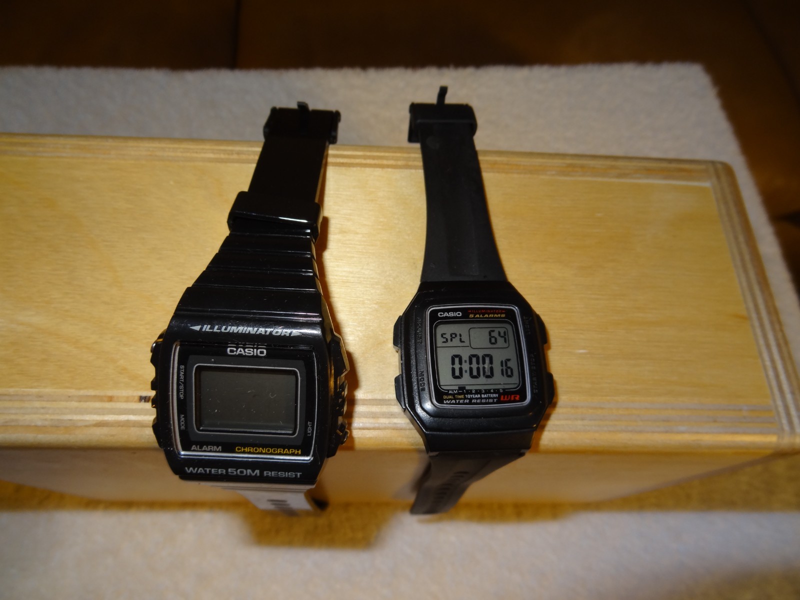 Casio F-201WA Mens 33mm Digital Watch + Casio W-215H Illuminator Watch