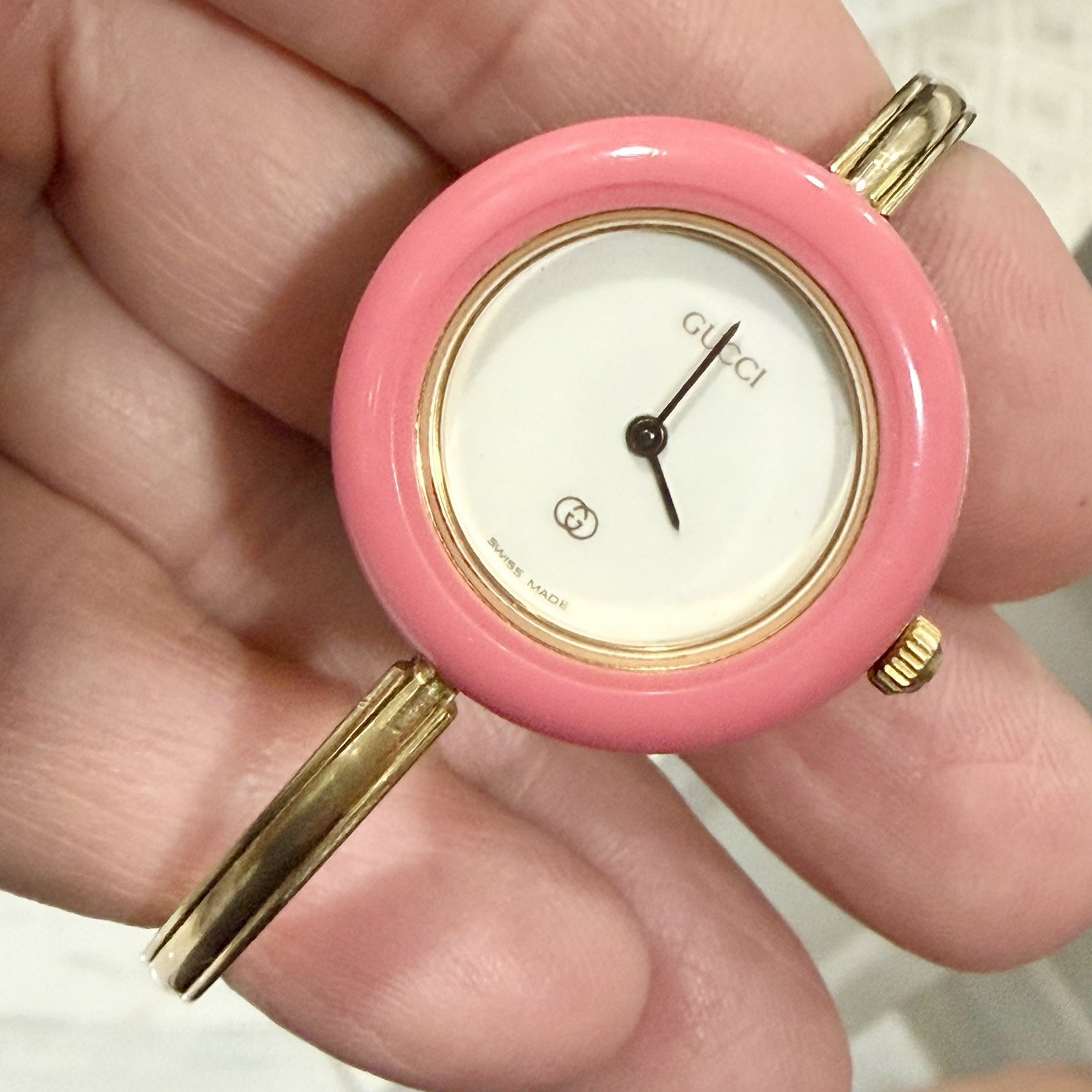 Gucci Change Bezel 1100 Gold 26mm Pink Dial / Bezel Quartz Women’s Watch RUNS!