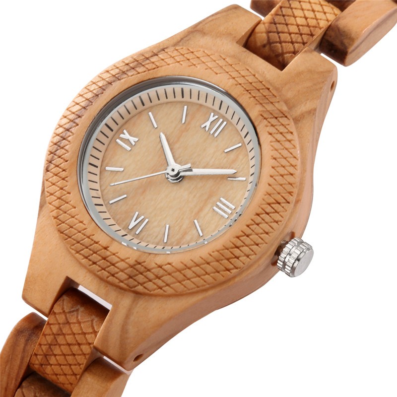 Women’s Natural Wooden Watch Quartz Analog Full Wood Band Novel Design Gift