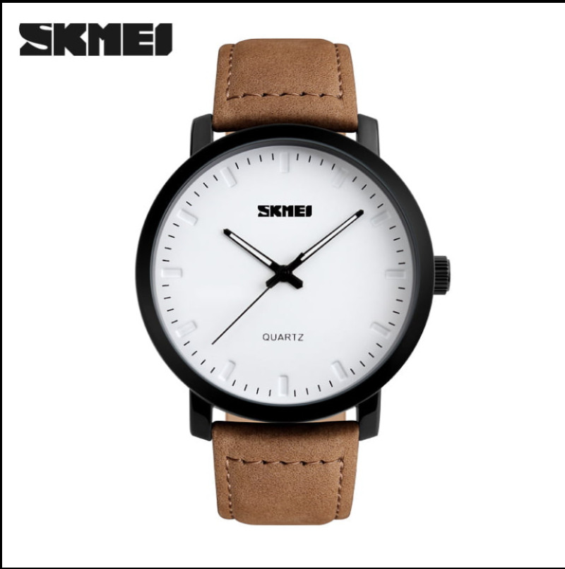 Analog SKMEI Top Brand Luxury Men’s 1196 Quartz Watch Brown Leather Strap New Ba
