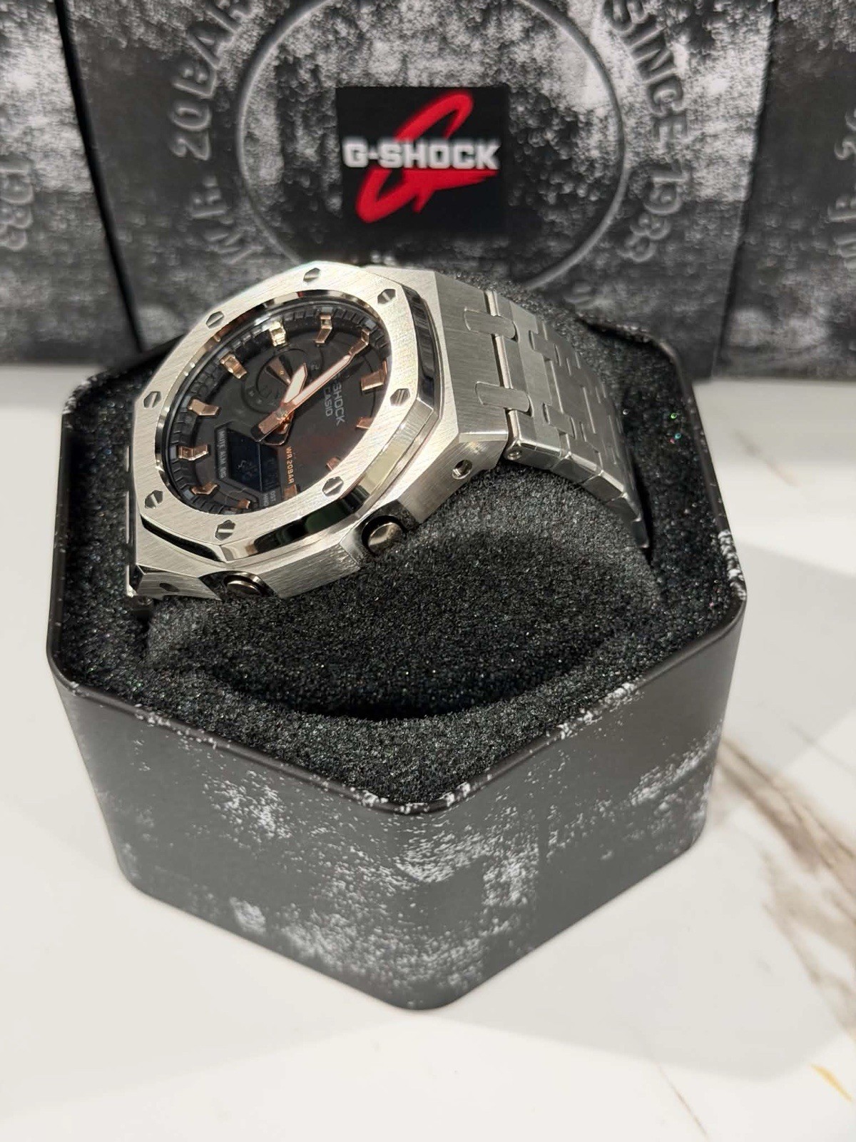 Casio GA-2100 G-Shock Watch – Sandblasted Metal Case Mod – Black Dial