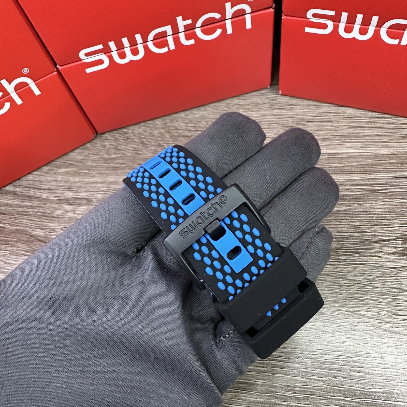Swatch Big Bold Blue Black And Blue 47mm Wristwatch SO27B101