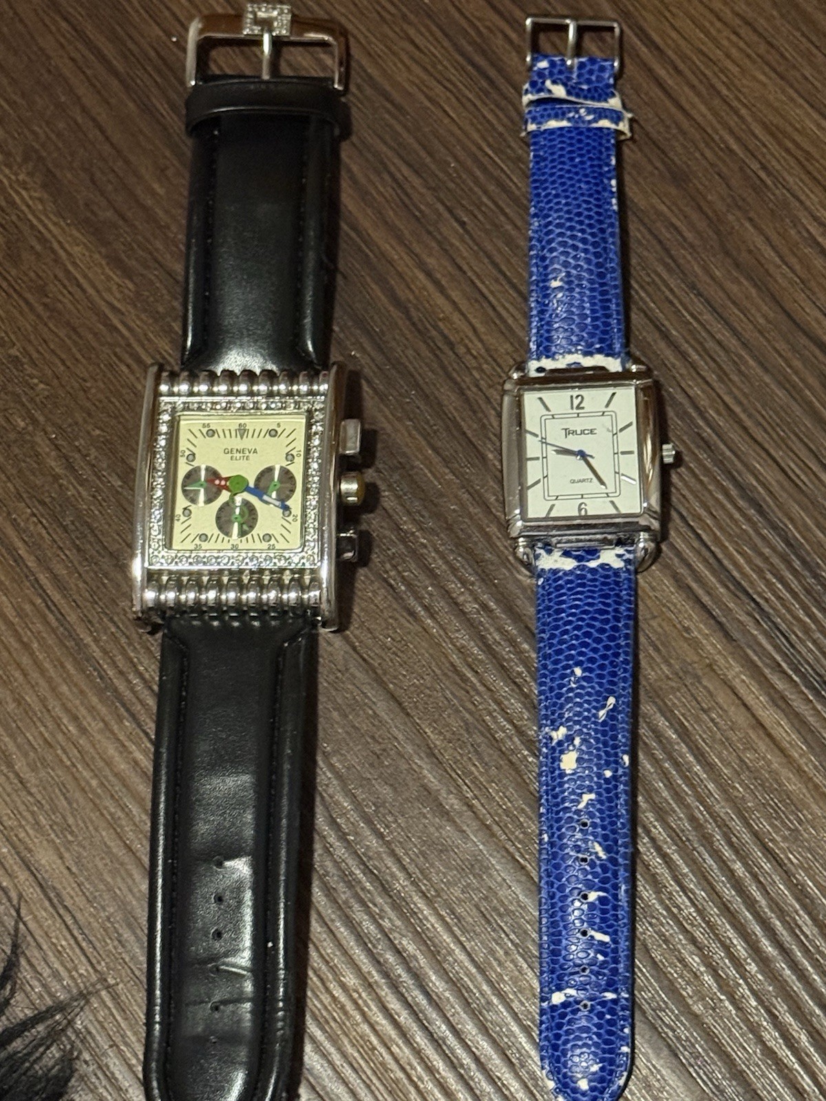 Lot of 2 Women’s Geneva Elite & Truce Analog Quartz Rectangle Watches Leather